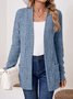 Damen Unifarben Frühling/Herbst Aufdecken Retro Nahtverarbeitung Leicht Strickjacke