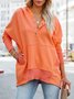 Damen Unifarben Kapuze Nahtverarbeitung Retro Frühling/Herbst Langarm Sweatshirt