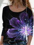 Damen Abstrakt Langarm T-Shirts T-Shirt Rundhals Print Lässig Frühling/Herbst T-Shirt mit Grafik Oberteile