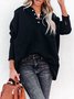 Damen Unifarben Kapuze Nahtverarbeitung Retro Frühling/Herbst Langarm Sweatshirt