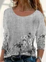 Damen Geblümt Langarm T-Shirts T-Shirt Rundhals Print Lässig Frühling/Herbst T-Shirt mit Grafik Oberteile