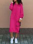Damen Unifarben Langarm Frühling/Herbst Nahtverarbeitung Kleid Mit Kapuze Täglich Retro Maxikleid Hoodie-Kleid A-Linien-Kleid