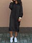 Damen Unifarben Langarm Frühling/Herbst Nahtverarbeitung Kleid Mit Kapuze Täglich Retro Maxikleid Hoodie-Kleid A-Linien-Kleid