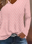 Damen Polka Dots Langarm T-Shirts T-Shirt V-Ausschnitt Print Lässig Frühling/Herbst T-Shirt mit Grafik Oberteile