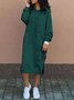 Damen Unifarben Langarm Frühling/Herbst Nahtverarbeitung Kleid Mit Kapuze Täglich Retro Maxikleid Hoodie-Kleid A-Linien-Kleid