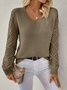 Damen Unifarben Jacquard Winter Lässig Langarm V-Ausschnitt Wolle Pullover