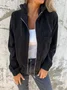 Damen Frühling/Herbst Oberbekleidung Retro Nahtverarbeitung Unifarben Langarm Stehkragen Jacke