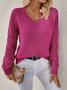 Damen Unifarben Jacquard Winter Lässig Langarm V-Ausschnitt Wolle Pullover