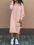 Damen Unifarben Langarm Frühling/Herbst Nahtverarbeitung Kleid Mit Kapuze Täglich Retro Maxikleid Hoodie-Kleid A-Linien-Kleid