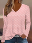 Damen Polka Dots Langarm T-Shirts T-Shirt V-Ausschnitt Print Lässig Frühling/Herbst T-Shirt mit Grafik Oberteile