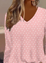 Damen Polka Dots Langarm T-Shirts T-Shirt V-Ausschnitt Print Lässig Frühling/Herbst T-Shirt mit Grafik Oberteile