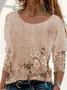 Damen Geblümt Langarm T-Shirts T-Shirt Rundhals Print Lässig Frühling/Herbst T-Shirt mit Grafik Oberteile