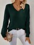 Damen Unifarben Jacquard Winter Lässig Langarm V-Ausschnitt Wolle Pullover