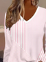 Damen Gestreift Langarm T-Shirts T-Shirt V-Ausschnitt Print Lässig Frühling/Herbst T-Shirt mit Grafik Oberteile