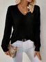 Damen Unifarben Jacquard Winter Lässig Langarm V-Ausschnitt Wolle Pullover
