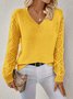 Damen Unifarben Jacquard Winter Lässig Langarm V-Ausschnitt Wolle Pullover