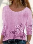 Damen Geblümt Langarm T-Shirts T-Shirt Rundhals Print Lässig Frühling/Herbst T-Shirt mit Grafik Oberteile