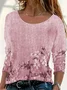 Damen Geblümt Langarm T-Shirts T-Shirt Rundhals Print Lässig Frühling/Herbst T-Shirt mit Grafik Oberteile
