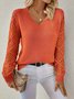 Damen Unifarben Jacquard Winter Lässig Langarm V-Ausschnitt Wolle Pullover
