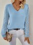 Damen Unifarben Jacquard Winter Lässig Langarm V-Ausschnitt Wolle Pullover