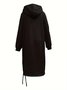 Damen Unifarben Langarm Frühling/Herbst Nahtverarbeitung Kleid Mit Kapuze Täglich Retro Maxikleid Hoodie-Kleid A-Linien-Kleid