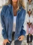 Damen Frühling/Herbst Oberbekleidung Retro Nahtverarbeitung Unifarben Langarm Stehkragen Jacke