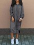 Damen Unifarben Langarm Frühling/Herbst Nahtverarbeitung Kleid Mit Kapuze Täglich Retro Maxikleid Hoodie-Kleid A-Linien-Kleid