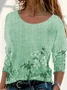 Damen Geblümt Langarm T-Shirts T-Shirt Rundhals Print Lässig Frühling/Herbst T-Shirt mit Grafik Oberteile