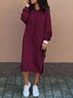 Damen Unifarben Langarm Frühling/Herbst Nahtverarbeitung Kleid Mit Kapuze Täglich Retro Maxikleid Hoodie-Kleid A-Linien-Kleid
