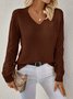 Damen Unifarben Jacquard Winter Lässig Langarm V-Ausschnitt Wolle Pullover