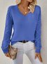 Damen Unifarben Jacquard Winter Lässig Langarm V-Ausschnitt Wolle Pullover