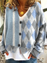 Damen Gestreift Lässig Frühling/Herbst Print Strickjacke