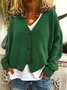 Damen Unifarben Lässig Frühling/Herbst Strickjacke