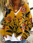 Damen Geblümt Lässig Frühling/Herbst Print Strickjacke