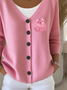 Damen Kürbismuster Lässig Frühling/Herbst Print Strickjacke