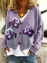 Damen Geblümt Lässig Frühling/Herbst Print Strickjacke