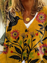 Damen Geblümt Lässig Frühling/Herbst Print Strickjacke