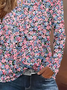 Damen Geblümt Langarm T-Shirts T-Shirt Rundhals Print Lässig Frühling/Herbst T-Shirt mit Grafik Oberteile