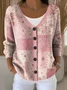 Damen Geblümt Lässig Frühling/Herbst Print Strickjacke