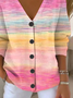 Damen Abstrakt Lässig Frühling/Herbst Print Strickjacke