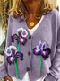 Damen Geblümt Lässig Frühling/Herbst Print Strickjacke