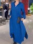 Damen Unifarben Langarm Frühling/Herbst Nahtverarbeitung Kleid V-Ausschnitt Täglich Retro Maxikleid Blusenkleid A-Linien-Kleid