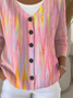 Damen Abstrakt Lässig Frühling/Herbst Print Strickjacke