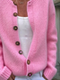Damen Unifarben Lässig Frühling/Herbst Print Strickjacke