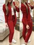 Damen Geometrisch Nahtverarbeitung Zweiteiliges Set Täglich Langarm Lässig Frühling/Herbst Bluse mit Hose Matching Set