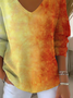 Damen Farbverlauf Langarm T-Shirts T-Shirt V-Ausschnitt Print Lässig Frühling/Herbst Oberteile