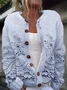 Damen Geblümt Lässig Frühling/Herbst Print Strickjacke