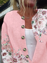 Damen Geblümt Lässig Frühling/Herbst Print Strickjacke