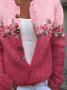 Damen Geblümt Lässig Frühling/Herbst Print Strickjacke