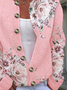 Damen Geblümt Lässig Frühling/Herbst Print Strickjacke